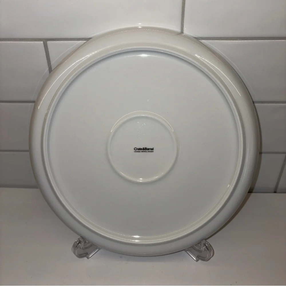 Classic Dinner Plate with Blue Stripes Crate and Barrel Monno Bangladesh 10”